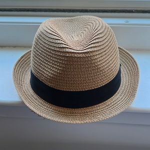 Unisex woven fedora hat with black fabric detail around brim! Make order!